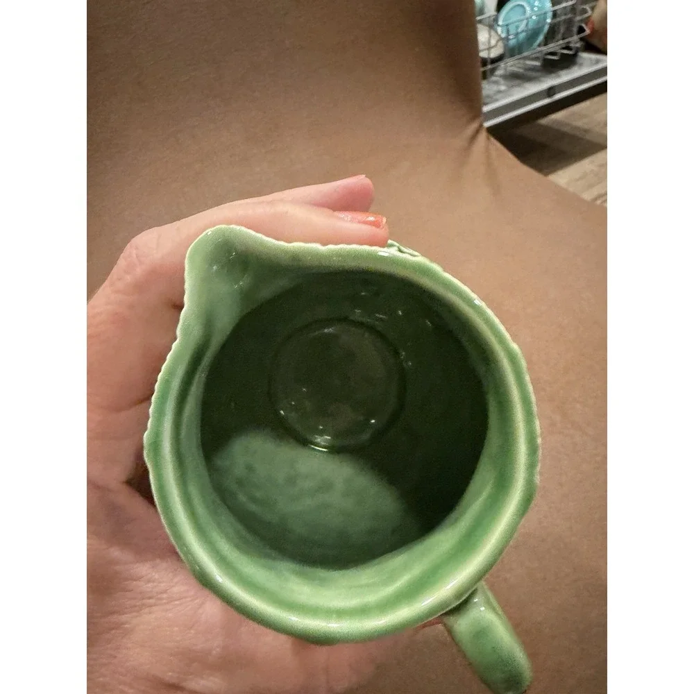 Tiffany & Co. Strawberry & Vine Green Majolica Cream & Sugar Set Portugal